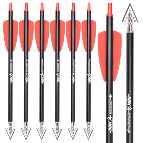 ELONG OUTDOOR Arbalète Flèches en Aluminium 7,5" pour Ek Archery Adder Cobra System avec Ailes de 2" pour tir à l'arc