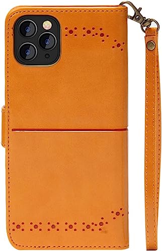 Étui iPhone 14 Plus jaune foncé à rabat en cuir avec dragonne - 2
