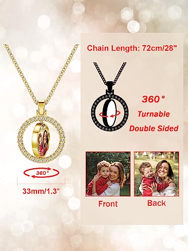 PiercingJ Customized Double-Side Photo Necklace Custom Picture Pendant Chain Personalized Cubic Zirconia Hip Hop Jewelry Gift for Men Women with Gift Box3