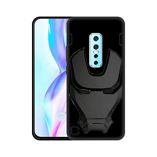 Image of COVERLY Official 3D Touch Feel Trending Avengers Logo Mask Soft Rugged Grip Silicone Iron Man Super Power Cartoon Movie Engraved Silicone Matte Back Cover for Vivo V17 Pro / V17Pro -HD Avenger Black