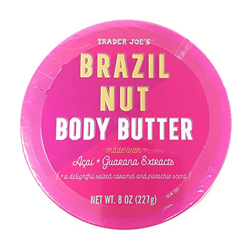 Trader Joe's Brazil Nut Body Butter Jar with Acai and Guarana Extracts, Shea, Caramel and Pistachio Scented, 8 ounce, Skin Cream, Moisturizing Lotion, 8 Ounce (Pack of 1)