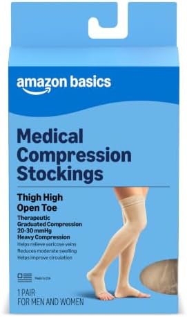 Amazon Basics Medical Compression Stockings, Women & Men, Beige, ...