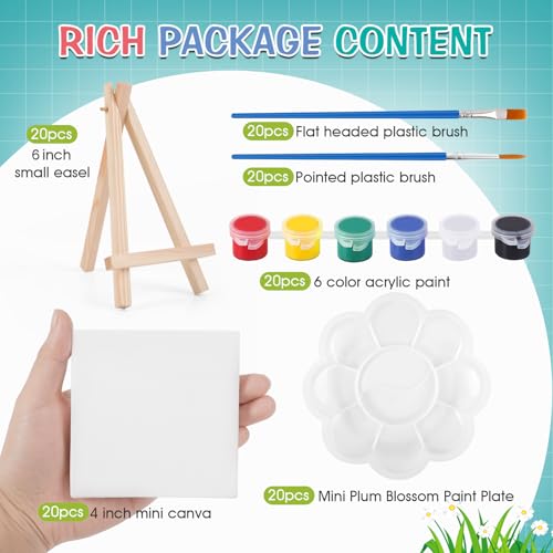 image for ESRICH 20 Set Mini Canvas Painting Kit, Minis Acrylic Paint Set, Valen