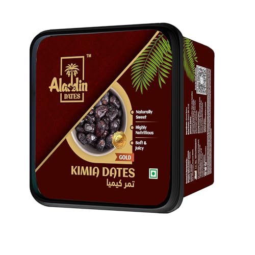 Aladdin Dates Black Kimia Dates (Mazafati) 500 Gram| Premium Soft & Juicy Dates | 100% Natural | No Preservatives | IML Container