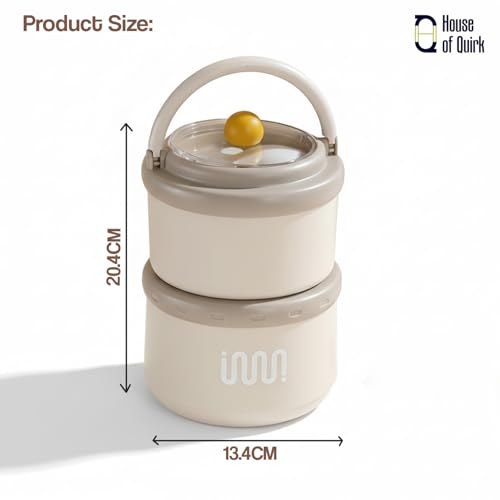 Image of House of Quirk 2 Layer 304 Stainless Steel Lunch Box | Portable Leak-Proof Food Storage Container for Office, School & Travel (Blue)