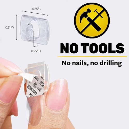 High Vibrant | Command Decorating Clips Pack Of 20 Mini Hooks And 24 Small Strips X 2 Pack, Transparent - Hanging Clips For Christmas Decorations And Fairy Lights, Wall Adhesive - Damage Free (2) - 3