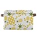 Oyihfvs Yellow Pineapples Seamless Pattern on White 2 PC Rectangle Storage Basket Collapsible Fabric with Leather Handles Bag Organizer Clothes for Home Bedroom 15 x 11 x 9.5 in