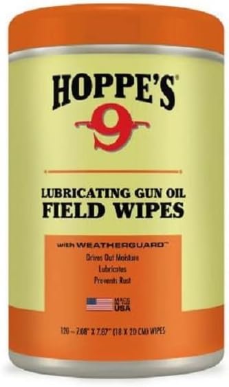 Hoppe's No. 9 Large Lubricating Gun Oil Field Wipes, lid color may vary