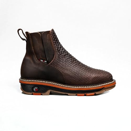 King Welt KW-Venom Exotic Python Print Men's Leather Western Short Ankle Work Boot, Soft Toe, Square Toe Slip resistant3