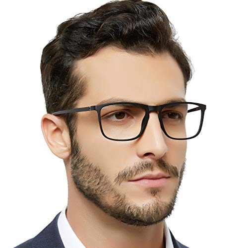 OCCI CHIARI Mens Reading Glasses 3.0+ Rectangle Readers Glasses for Men Large Glasses for Reading Spring Hinge Black 300