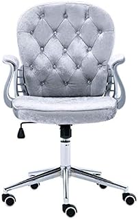 JL Comfurni Silver Grey Crushed Velvet Fabric Home Office Chair Swivel High Adjustable Computer Desk Chairs Graceful Reception Chairs (Grey)