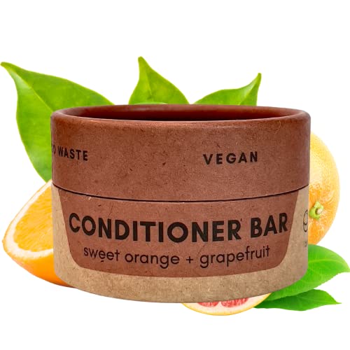 Zero Waste Mvmt Conditioner Bar | Sweet Orange + Grapefruit | Eco-Friendly Conditioner With Travel Container | Natural Salon Quality Conditioner, Zero Waste & Plastic Free #TOP22