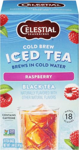 Image of Celestial Seasonings Cold Brew Raspberry Black Iced Tea 18 Tea Bags (Pack of 5)