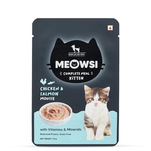 Image of Meowsi by HUFT Chicken & Salmon Mousse Kitten Wet Food - 70 gm | High-Protein Wet Cat Food for Kittens | Cat Food Gravy for Junior Kittens (2-12 Months)