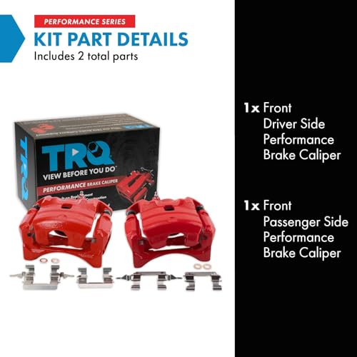 Image of TRQ Front Brake Caliper Set Painted Red Brackets Compatible with 2010-2013 Nissan Altima 2011-2012 Sentra