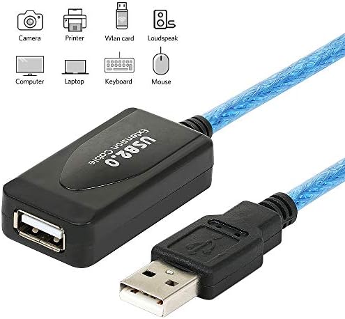 TRIXES 10m USB Extension Cable Active Repeater, High Speed USB Male to Female, USB 2.0 compliant and USB 1.1 compliant for Printers, Keyboards, Game Console, Wi-Fi Antenna, Headsets etc
