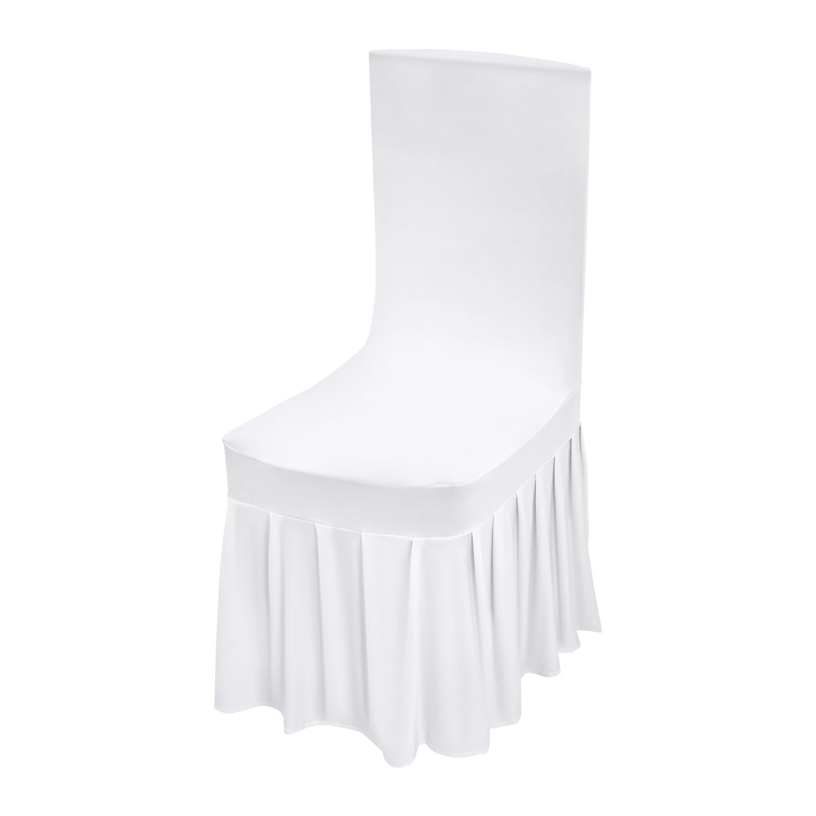 Lot de 20 housses de chaise extensibles avec volants, pour chaises de salle à manger, mariage - Amovibles et lavables - Blanc