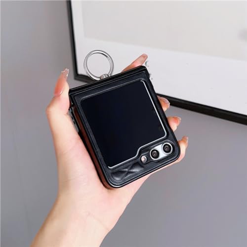 Protection Samsung Galaxy Z Flip 5 en cuir noir anti-rayure et mince