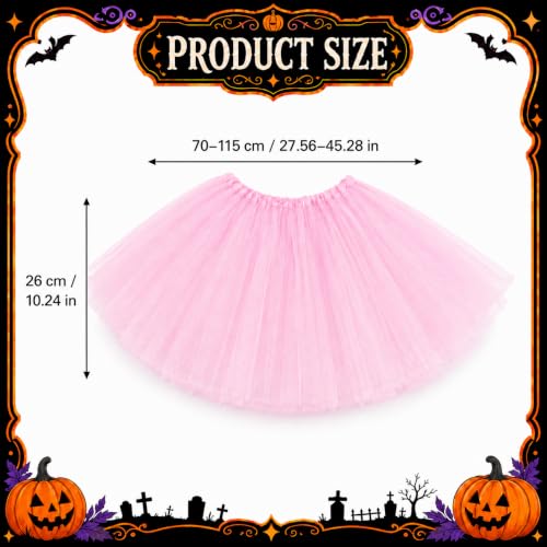YEXULDFY Jupe Tutu Femme 5 Couches, Jupe en Tulle Bouffante, Jupette de Danse à Taille Élastique pour Carnaval, Halloween, Noël, Années 80, Ballet, Spectacle et Fête Déguisée – Rose – vue 3