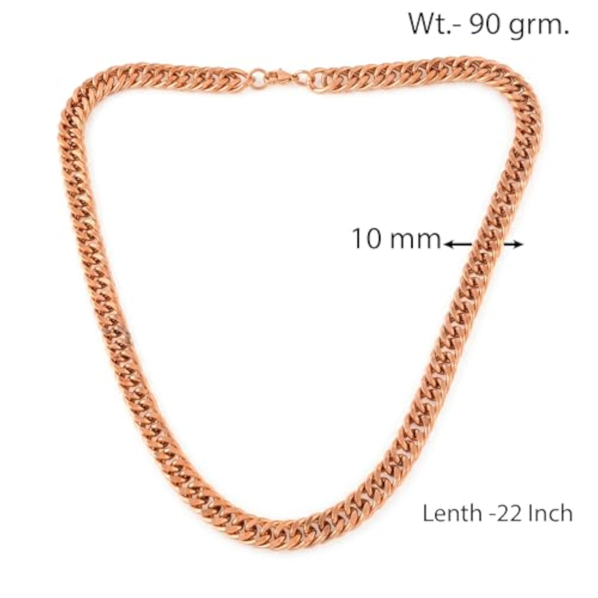 Men's Rose Gold Plated Pure Copper Thick Maco Chain Necklace