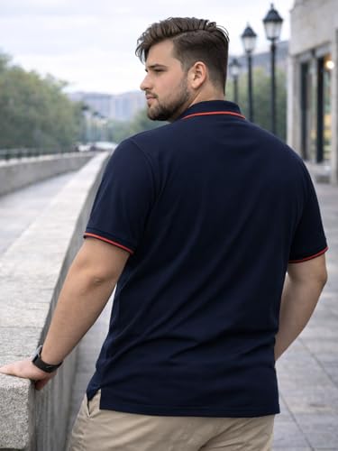 Image of Veirdo Men's Classic Fit Plus Size Polo T-Shirt, Half Sleeve, Stylish Cotton Tee, Formal & Casual Wear, Comfortable & Durable (3XL-5XL)