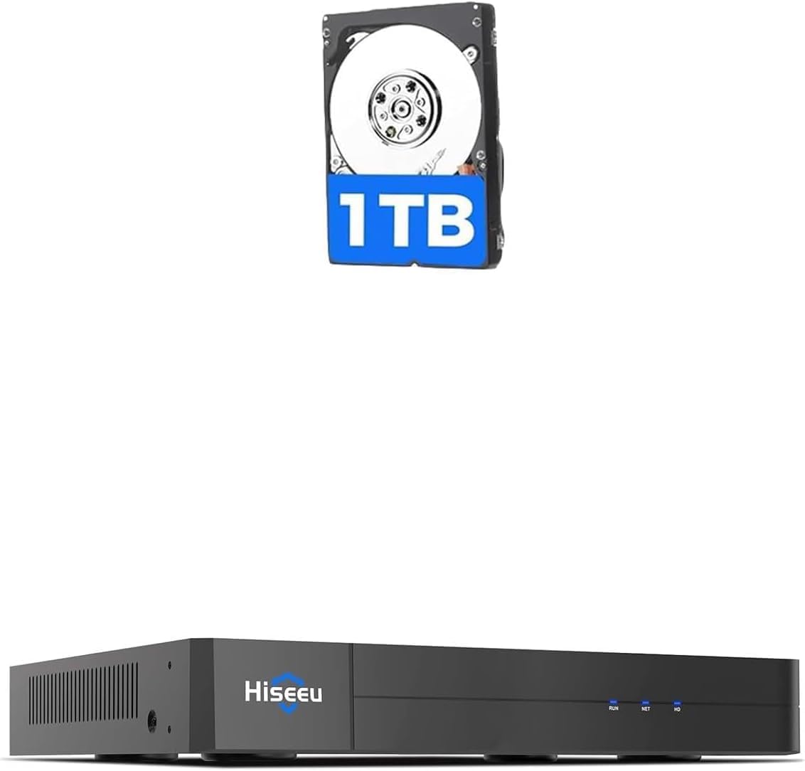 【1TB Hard Driver】 Hiseeu 8 Port 4K PoE Network Video Recorder NVR, Support 4K/2K/8MP/5MP/3MP/1080P PoE Camera, Free Remote Access, Motion Alarm, 24/7 Recording, Smart Playback