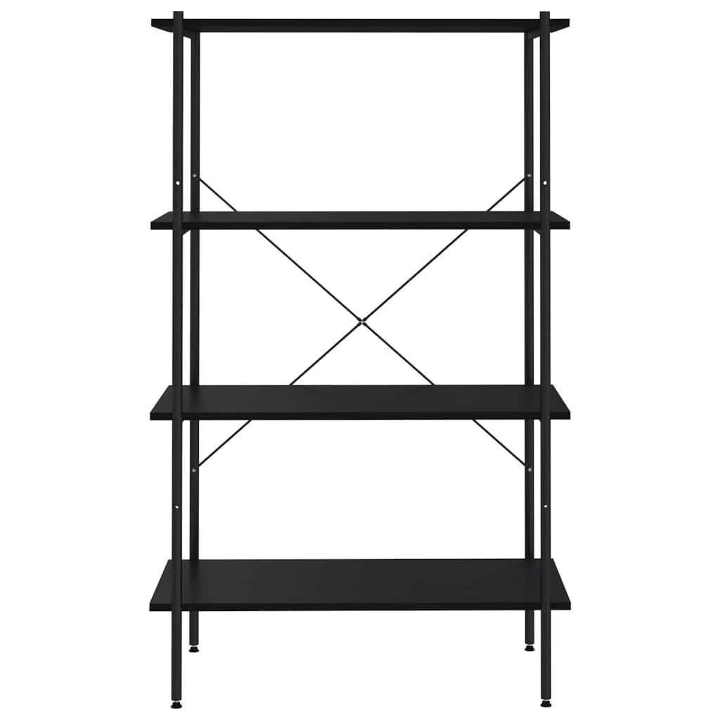 Regal mit 4 Böden, Schwarz, 80x40x130 cm, Robustes Standregal aus Holzwerkstoff und Stahl, vielseitiges Bücherregal für Büro und Wohnzimmer