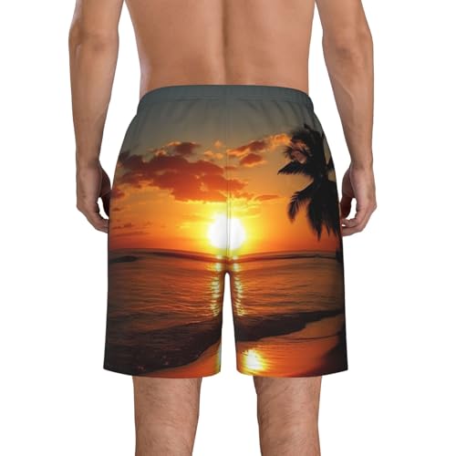 Men's Swim Trunks Quick Dry Bathing Suits Sea Tropical Island Palm Tree Beach Board Shorts Swimwear with Pockets3