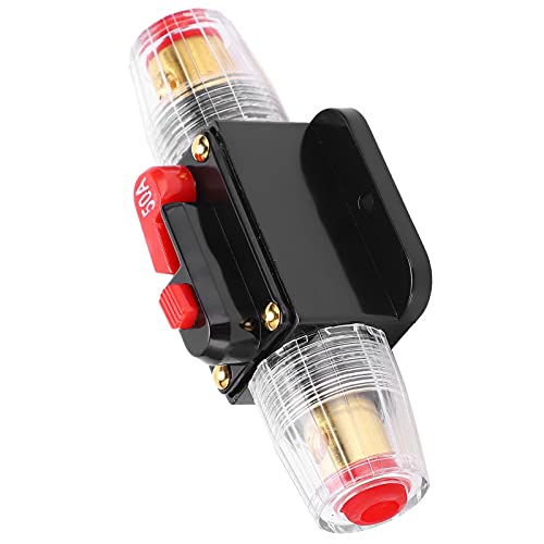 Circuit Breaker,1?6Mm Electronic Circuit Breaker Switches Red Copper Phenolic Plastic Resettable Fuse Protector,For Car Audio System(50A) #TOP3