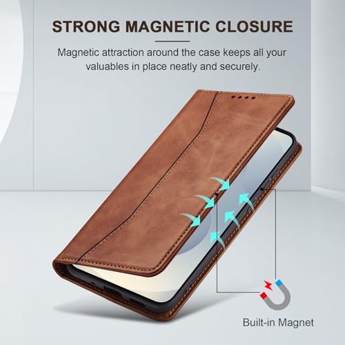 Image of Jasonyu Flip Wallet Case for Samsung Galaxy S25 Plus /S25+,Brown