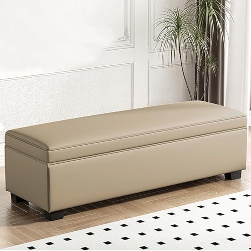 Banco otomano tapizado de almacenamiento con mayor espacio para muebles de sala de estar y dormitorio (marrón claro, 80 x 40 x 40 cm)