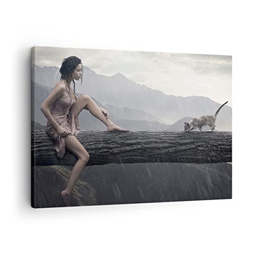 Tableau deco cadre chat mode image decoration murale 70x50