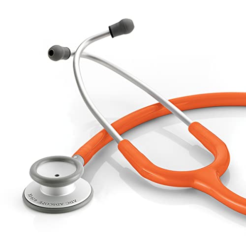 Image of ADC Adscope 619 Ultra-Lite Clinician Stethoscope, AFD Tunable Technology | Combination Diaphragm /Bell, Aluminum Alloy Materials, 30 Inch Length, Satin Finish, Orange