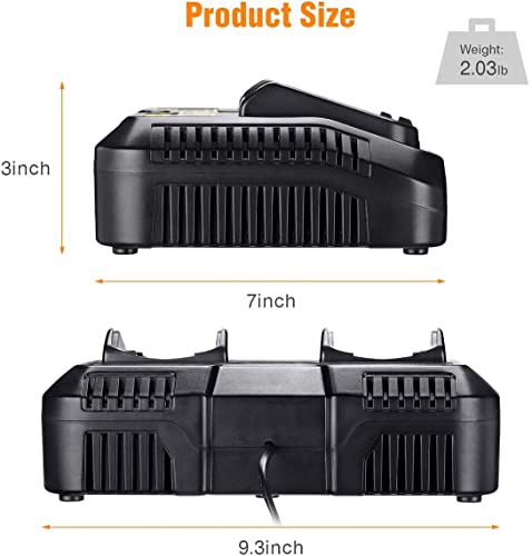 Dcb102Bp 2-Ports Battery Charger Replace For Dewalt 12V/20V Max Jobsite Charging Station Dcb102 Dcb102Bp Dcb105 Dcb112 Lithium Battery Dcb205-2 Dcb204 Dcb606 Power Tools Adapter #TOP6