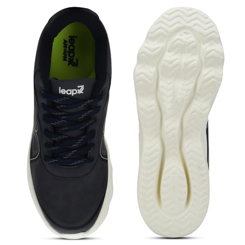 Image of Liberty Leap7x WATSON-1E Men Sports Lacing Running Shoes - Black & Navy Blue | Comfortable and Durable - Lace-Up Closure | Suitable for Walking, Gym, Jogging Shoes for Man - Cushioned Footbed