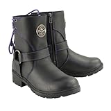Milwaukee Leather MBL9317 Women's Black Leather Harness Zip-Up Motorcycle Rider Boots w/Purple Back Laces - 8