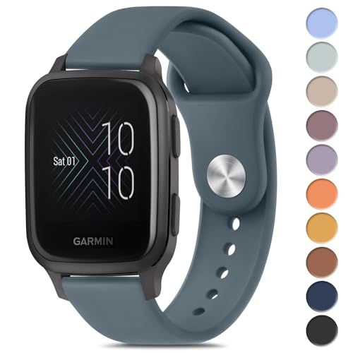 Amzpas for Garmin Venu Sq Watch Band, 20mm Quick Release Watch Bands Soft Silicone Sport Strap for Garmin Venu Sq/Venu Sq 2/Venu Sq Music/Venu Smartwatch, Blue Gray