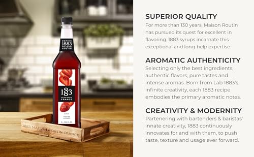 Image of 1883 Strawberry Syrup for Drinks, Made in France, 1 Liter Plastic Bottle