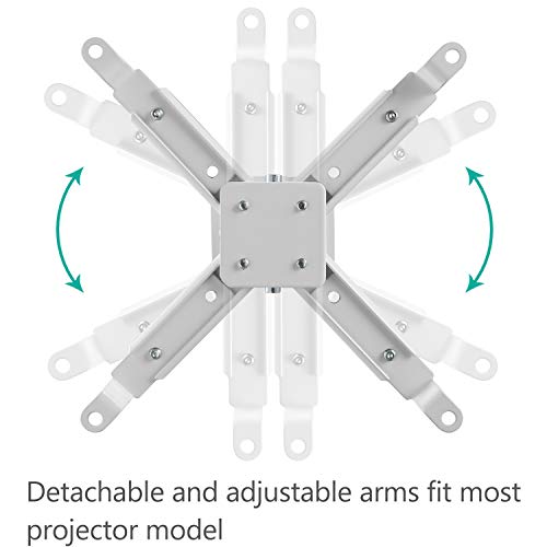 Wali Universal Projector Ceiling Mount Multiple Adjustment Bracket With 25.6 Inches Extension Pole, Hold Up To 44 Lbs (Pm-001-Wht), White #TOP4
