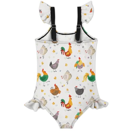 Image of Girls One Piece Swimsuit Lovely Cute Animals Ruffles Swimwear Bathing Suits 3-12 Years