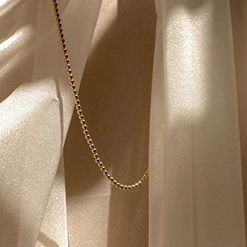Nuzon Gold Bead Choker Necklace For Women Girls Dainty 14K Gold Plated 4Mm Beaded Ball Chain Strand Adjustable Layering Necklaces Costume Jewelry Gifts 15’’ #TOP6