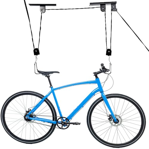 Crystals Bike Hanger Ceiling Mount - Bike Storage Racks for Garage Ceiling - Bicycle Racks for Garage Ceiling Mount - Bike Hanger Pulley for Garage Roof - Space Saving Ceiling Mounted Storage