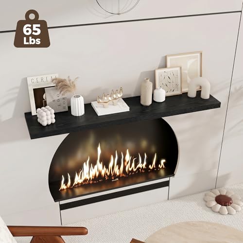 Image of Fun Memories 12 Deep Floating Shelves for Wall, 55W x 12D Extra Large Floating Shelves Set of 2, Hanging Wood Wall Shelves for Living Room, Kitchen, Bedroom, Farmhouse, Laundry Room, Office - Black