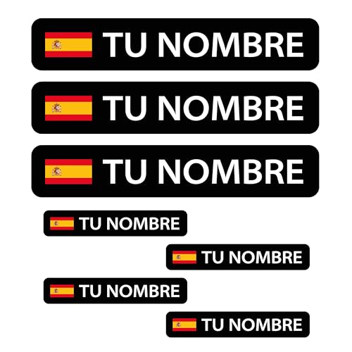 Pegatinas Personalizadas Bandera España, 7 Unidades, Vinilo Adhesivo Impermeable, para Bici Moto Casco Botella, Superficies Lisas Interiores y Exteriores
