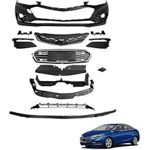 Front Bumper Cover & Upper Lower Grille & Radiator & Deflector Set Compatible with Chevy Cruze 2016 2017 2018,84288770,84190084,84051784,841896131