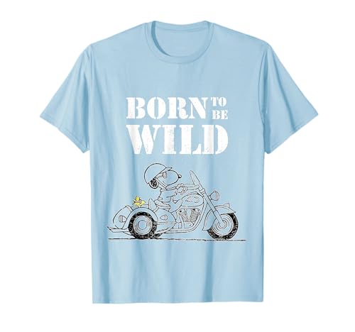 Peanuts Snoopy Sketch Born Wild Motorcycle Fan Comic T-Shirt