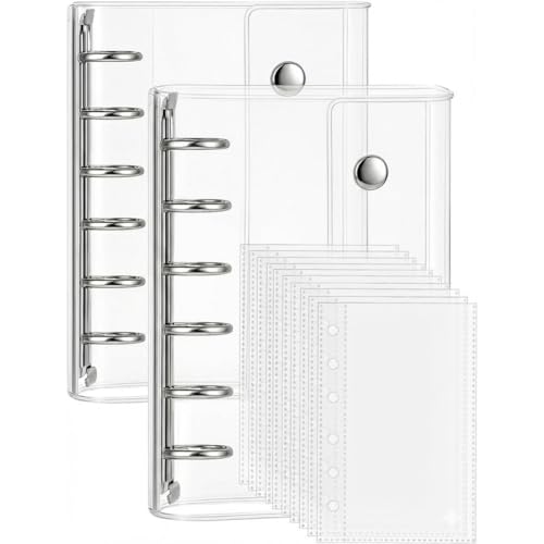 和宅優品 【２本セット】シール帳 透明 M5 クリアバインダー リフィル10枚付き｜手のひらサイズで持ち歩きに便利 ミニシールやデコ素材の整理にぴったり