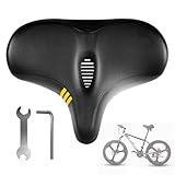 🚴【Bequemer Fahrradsattel】der mit Schwamm mit hoher Dichte, ist bequem weich und elastisch. Die gepolsterte Formgedächtnis-Polymer ist weich und passt sich gut an den Körper für Damen und Herren an, der Gesäß auch bei längerer Beanspruchung nicht weh, damit Sie sich während der Fahrt bequemer fühlen und atmungsaktiv sind.