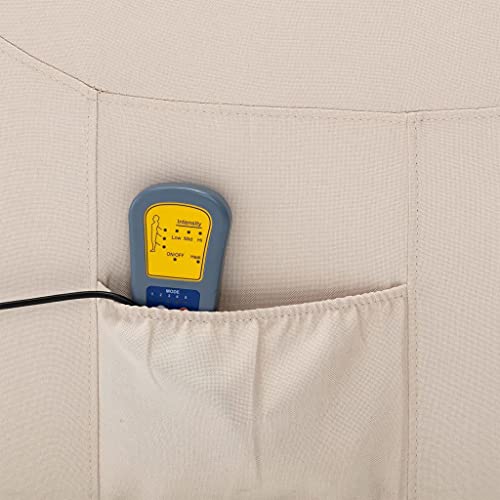 Yuhi-Hqyd Electric Massage Recliner,Adjustable Tv Chair,Heated Chair,Theater Seating,Includes Usb,Remote Control,With Side Pocket,Adjustable Headrest And Footrest,Assembly Required, Cream Fabric #TOP7