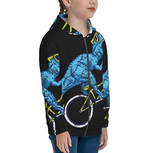 Fun Riding Dinosaur Kid Hoodies Boys Zip Up Sweatshirts Girls Pullover with Pocket4